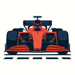 Vibrant orange F1 racing car vector graphic speeding on track