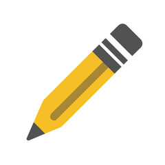 Simple yellow pencil icon representing creativity, education, and the process of writing or drawing. A clean graphic for ideas and learning.