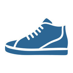 Simple vector graphic icon of a blue sneaker. Isolated footwear symbol for sports, fitness, and casual lifestyle design.