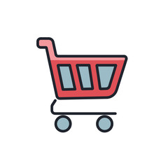 Colorful illustration of an empty shopping cart icon representing online retail, e-commerce, and digital commerce concepts, perfect for web design and mobile applications.