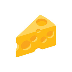 Isometric View of a Cheese Slice on a White Background