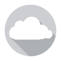 Simple White Cloud Icon in Gray Circle Weather, Nature, and Technology Symbol