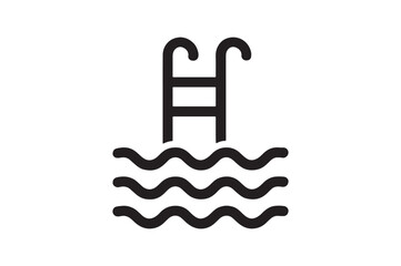 Obraz premium Swimming Pool icon silhouette vector with white background