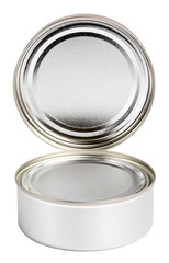 Opened metal food can