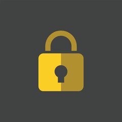 Secure Digital Data A Simple Illustration of a Golden Padlock