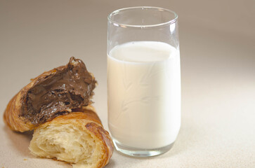 Croissant with Nutella and Milk