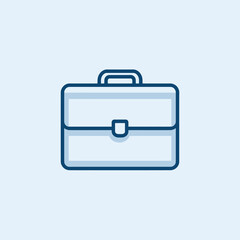 Minimalist briefcase vector illustration. A simple blue line icon representing a business portfolio, work, and career.