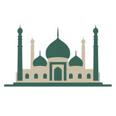 Elegant silhouette of a mosque with domes and minarets. A conceptual vector illustration representing Islamic architecture and spirituality.