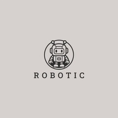Fototapeta premium Robotic logo style icon design template vector illustration