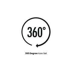 360 degrees rotation icon with arrow. Editable vector for virtual reality