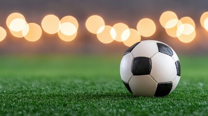 Naklejka premium Soccer Ball on Grass Field