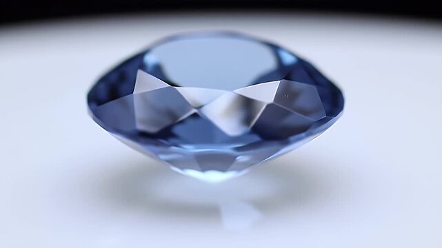 Blue Cushion Cut Gemstone Detailed Facets on White Gradient Background