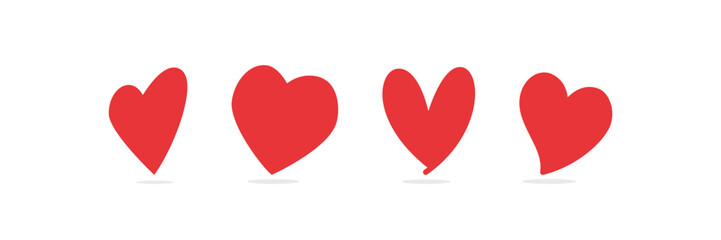 Cute hand drawn red heart collection. Simple love icon set perfect for Valentine’s Day, romantic cards, wedding invitations, social media, stickers, and minimalist love-themed graphic design