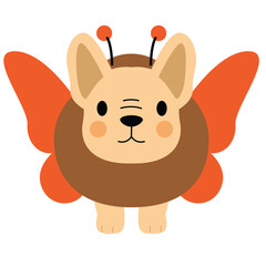 Cartoon Dog with Butterfly Wings Illustration