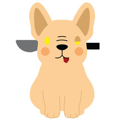 Cartoon Dog with Knife Illustration