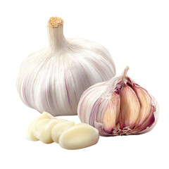 Obraz premium Fresh garlic bulbs and cloves