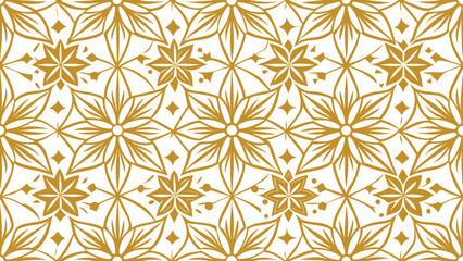 Golden floral geometric seamless pattern background with white vector