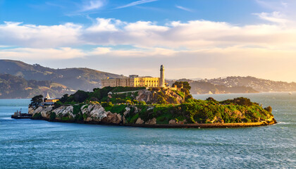 Alcatraz Island with San Francisco Bay.