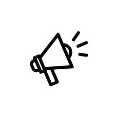 Simple Black Outline Megaphone Icon with Transparent Background and Sound Wave Rays