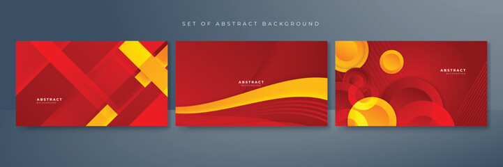 Fototapeta premium Red | Yellow geometric compositions with gradient duotone liquid form landing page