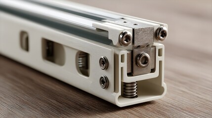 Precision engineering showcasing a modern white sliding system with metal details for interior design solutions