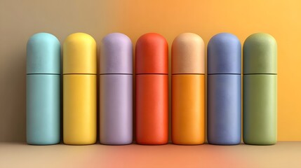Fototapeta premium Vibrant collection of colorful containers presents a modern and stylish aesthetic appeal for creative concepts