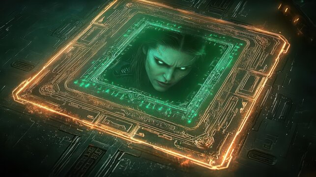 Digital Prison: Sci-Fi Cyberpunk Woman - Powered by Adobe