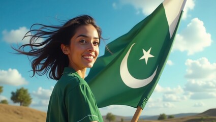 girl with a flag on 14 august 1947