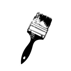 Vector Black Paintbrush with Bristles
