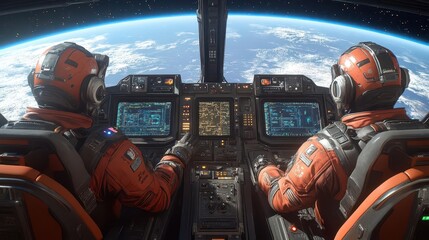 Spacecraft Cockpit: Earth Orbit View