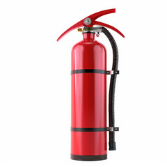 Obraz premium A red fire extinguisher with a black hose on a transparent background