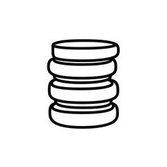Stack of Round Shapes with Outline Stroke on Transparent Background Silhouette