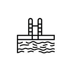 Obraz premium Swimming Pool Icon With Ladder and Water Waves on a Transparent Background