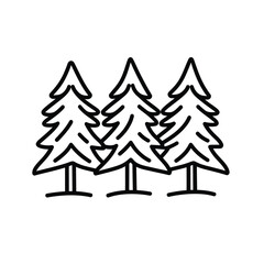 Fototapeta premium Three Evergreen Trees on Transparent Background, Outlined