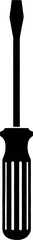 Black Screwdriver Silhouette with Slotted Head and Ergonomic Handle Design.