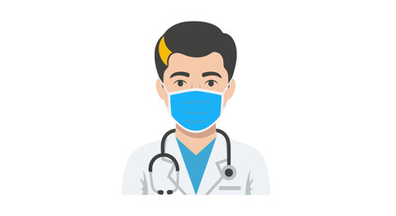 Fototapeta premium Digital Illustration of a Doctor Wearing a Mask and Stethoscope for Healthcare Promotion and Medical Information Graphics