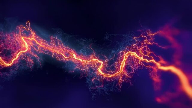Closeup digital representation of glowing electric currents pulsating violently inside arteries depicting the chaotic catecholamine release during a pheochromocytoma episode.