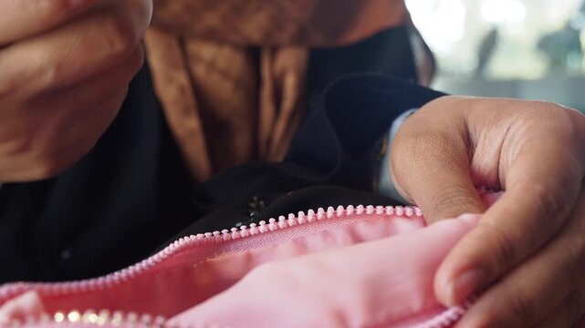 Organizing small items in a stylish pouch