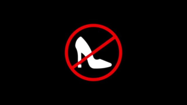 Alert high heels icon isolated . High heels forbidden prohibition sign .No allow shoe ,