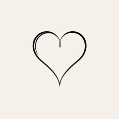 Black Continuous Line Heart Shape on Light Beige Background,Minimalist Symbol