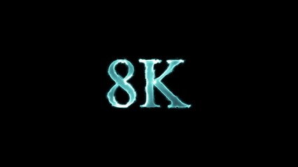Glowing Cyan 8 K Text on Black Background Digital Illustration High Resolution Display Technology Concept