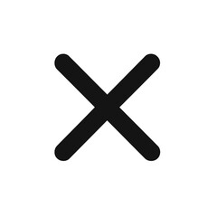 Obraz premium Black Thick Rounded X Mark Symbol on White Background Elimination Icon