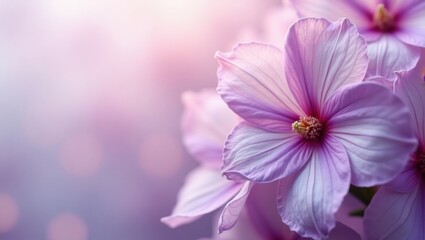 Obraz premium Soft Focus Close Up of Delicate Pink and Purple Blossoms with Gentle Bokeh Background