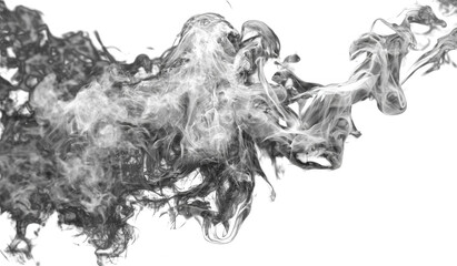 Abstract white smoke plume on black background