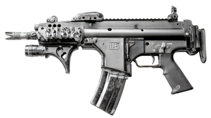 With a flashlight grip with an illustration dot site of military assault rifle machine guns customized for special forces on white background