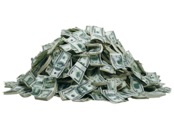 Large pile of US dollar bills.