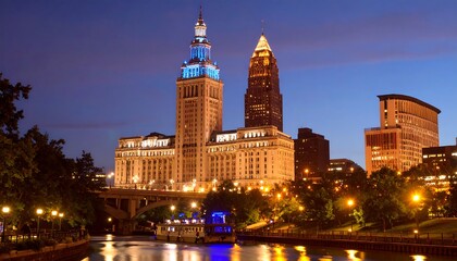 Obraz premium City skyline at twilight (10)