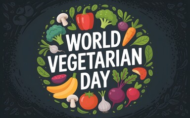 World vegetarian day celebration with fresh vegetables and fruits in a circular design