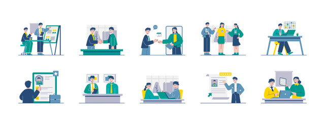 Internship illustrations set. Flat vector illustration concept.