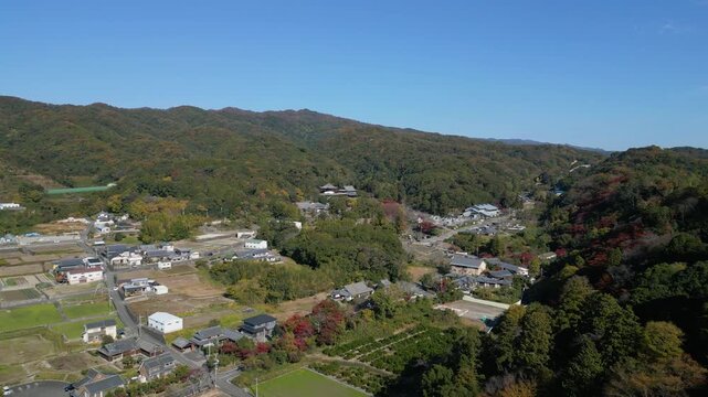 Autumn Aerial View of Negoro-ji Temple, Iwade City, Wakayama Prefecture, Japan　「根來寺(ねごろじ)空撮・秋」和歌山県岩出市